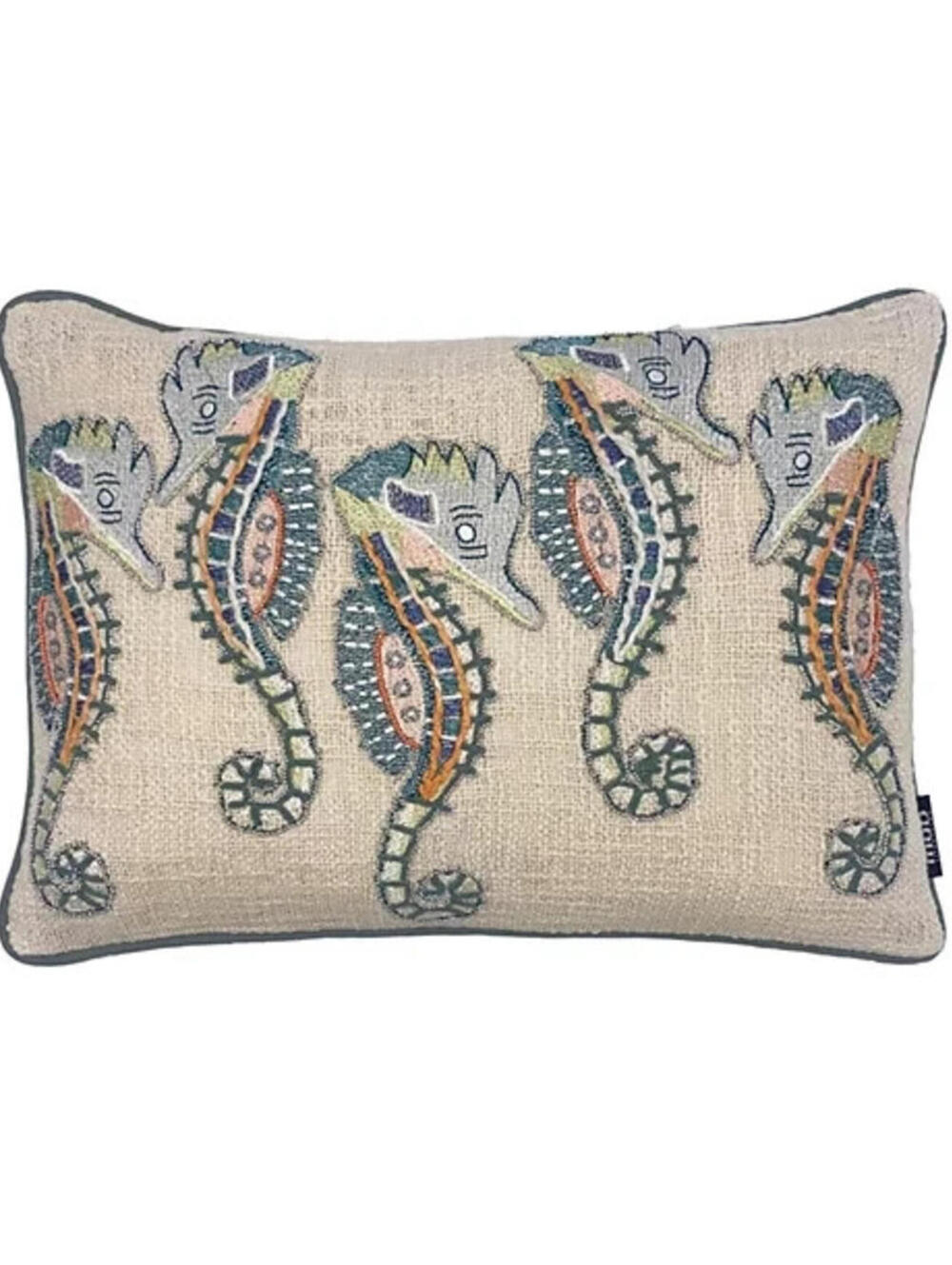 Mod Lifestyles Seahorses Embroidery Lumbar Decorative Pillow, 20" x 14"